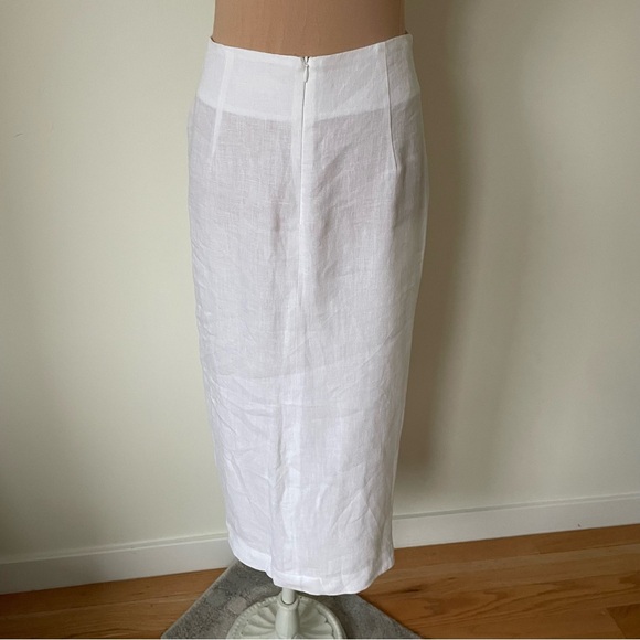 Casa | Raki Gaby White Linen Knot Front Side Slit Midi Skirt EUC Size Medium - Picture 5 of 12